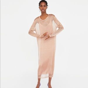 Zara Gold Knit Midi Dress